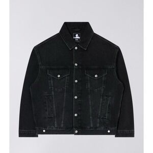 Edwin Trucker Denim Jacket Black Oversized Streetwear Anthro Size M, Y2K‎